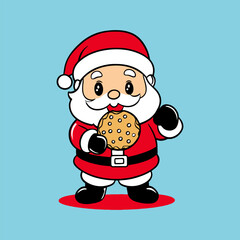 Santa Claus smiles while holding a cookie 1