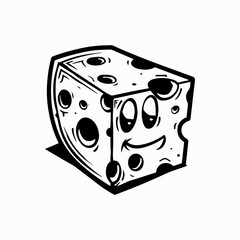 black and white drawing of a piece of cheese 4