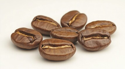 Obraz premium Close up view of roasted coffee beans showcasing rich brown color and texture in a macro perspective for coffee related themes and products