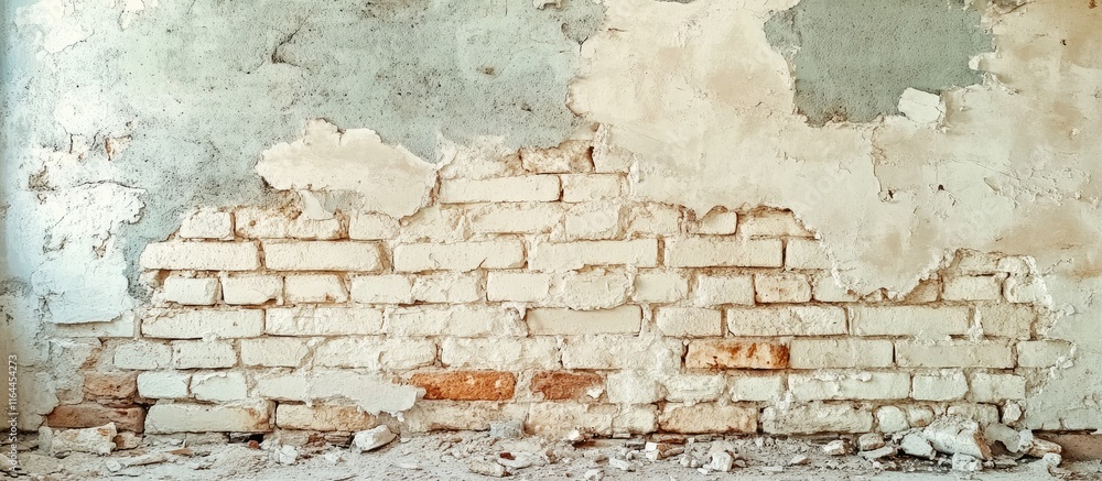 Poster weathered white brick wall with subtle imperfections ideal for enhancing warmth and character in int