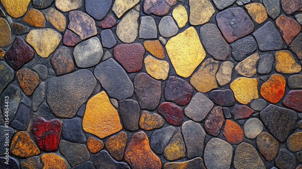 Poster aesthetic cobblestone background featuring various shapes colors and textures ideal for design proje