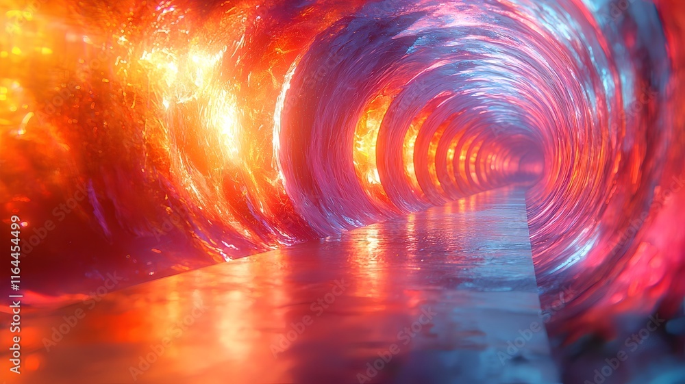 Poster vivid visualization of quantum tunnel data flow concept for futuristic digital network