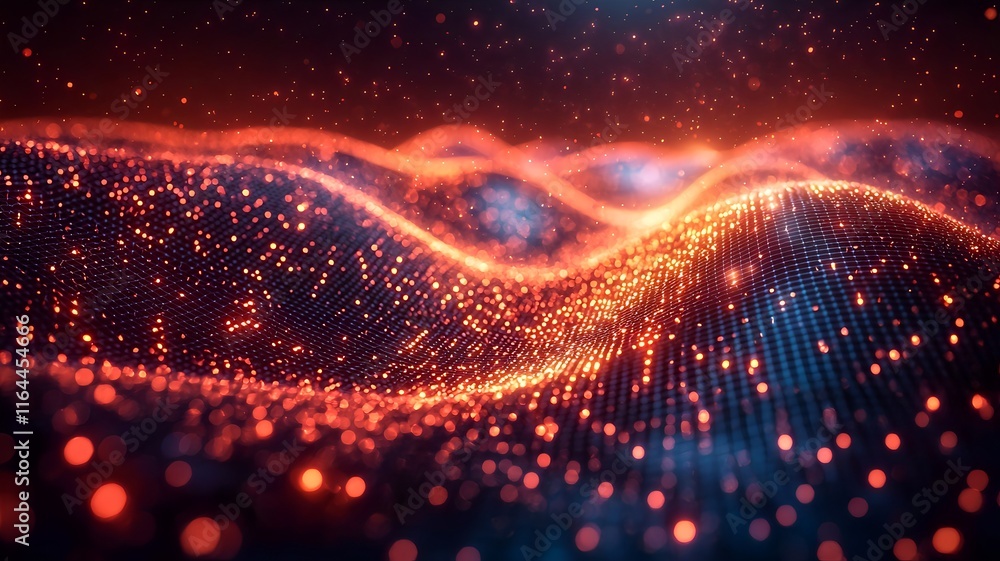 Poster bright and vivid visualization of data passing through a quantum tunnel concept of ultra secure data