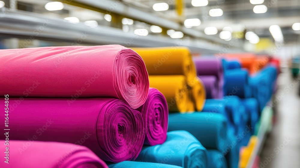 Aufkleber vibrant rolls of fabric stacked neatly in a textile factory showcasing a range of colors and texture