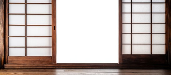 Traditional Japanese sliding door with paper and wooden frame against a white background highlighting exquisite craftsmanship and timeless design.