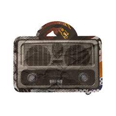 Template Vintage Radio Collage Art Design Element