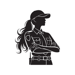 Security guard standing watch silhouette vector black color design and solid white background 