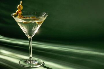 Classic martini with green olives
