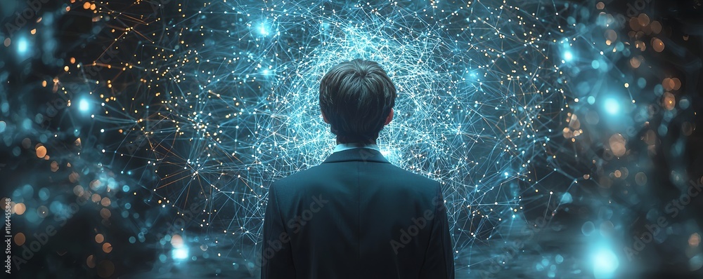 Aufkleber network administrator viewing entangled qubits in a futuristic digital interface