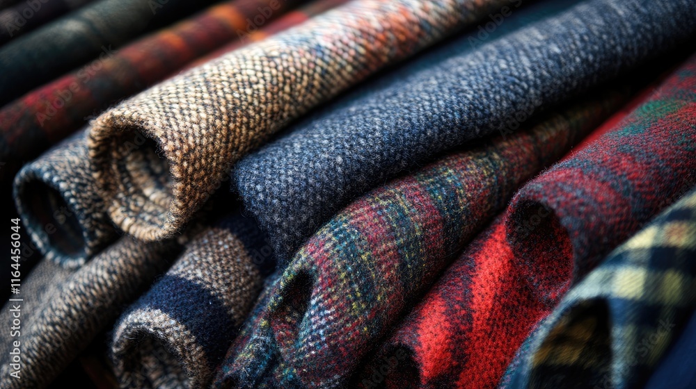 Aufkleber textured fabric rolls showcasing a variety of intricate weaves in different colors and patterns made