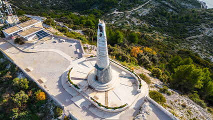 The Statue of Our Lady of Loreto near Primošten, Croatia, stands majestically on a hill...