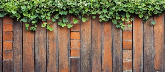 Rustic clinker brick fence adorned with lush greenery enhancing the charm and aesthetics of outdoor garden spaces