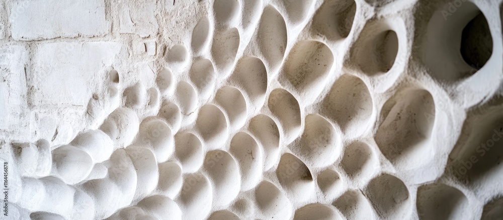 Poster textured white brick wall close-up highlighting intricate patterns and unique craftsmanship in archi