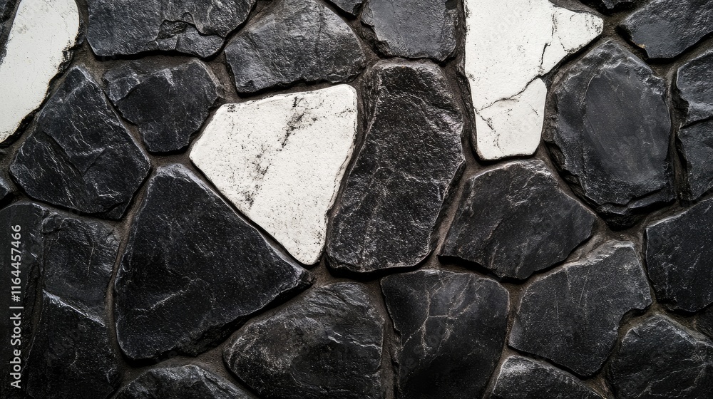 Poster textured black and white stone surface close up for elegant background and design use in architectur
