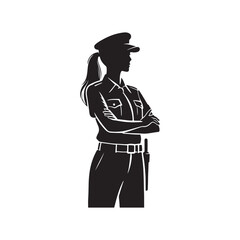 Security guard standing watch silhouette vector black color design and solid white background 