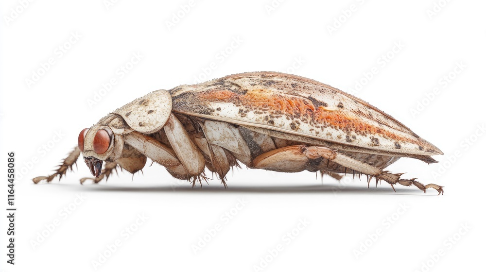 Poster detailed close-up of a cockroach isolated on a white background highlighting its unique features and