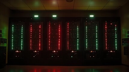 Vibrant Lights of a Vintage Computer System