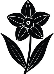 Black silhouette of Daffodil vector illustration