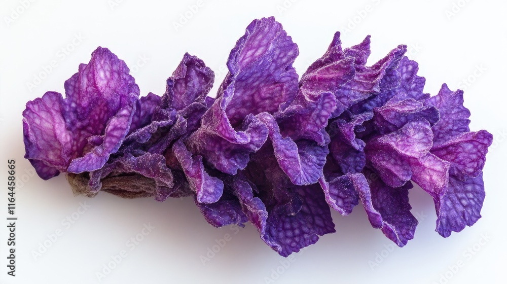 Poster vibrant violet cockscomb flower showcasing intricate textures and unique color dynamics in a minimal