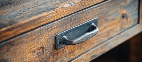 Rustic wooden drawer detail with metal handle highlighting craftsmanship and elegant home decor accents