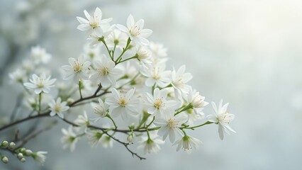 Obraz premium Ethereal White Jasmine Flowers, Intricate Layered Petals & Slender Stems on Pristine Background - Serenity & Tranquility