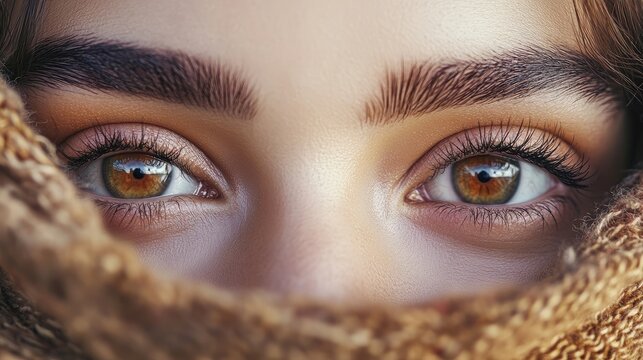 Close up of expressive eyes highlighting detailed microbladed eyebrows with an emphasis on beauty and craftsmanship in cosmetic artistry