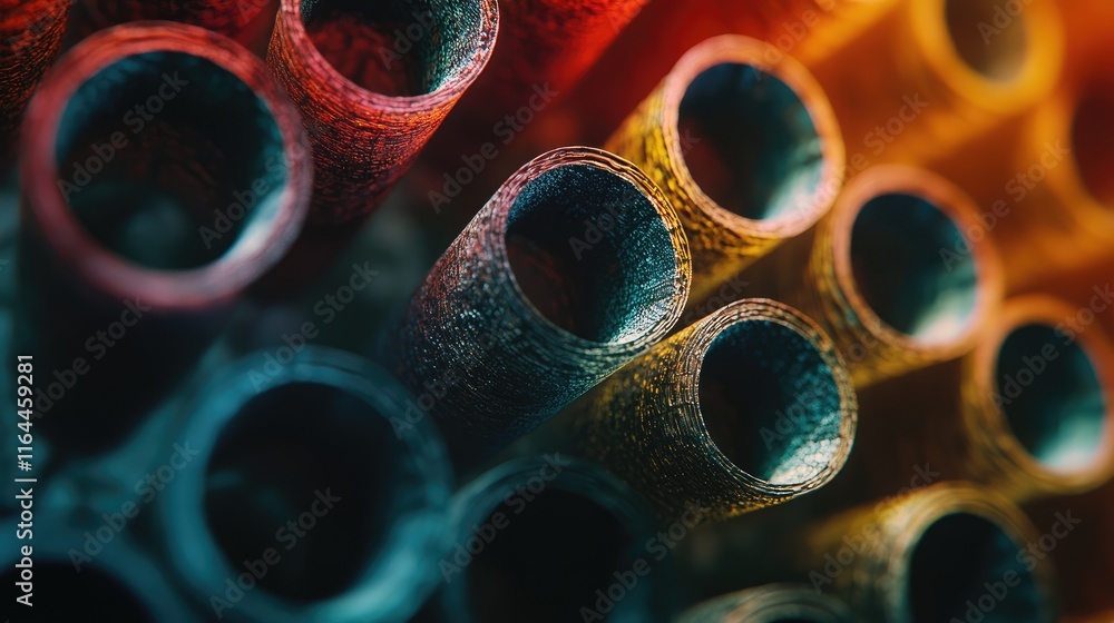 Aufkleber colorful circular texture background in macro showcasing vibrant tube patterns and rich details for 