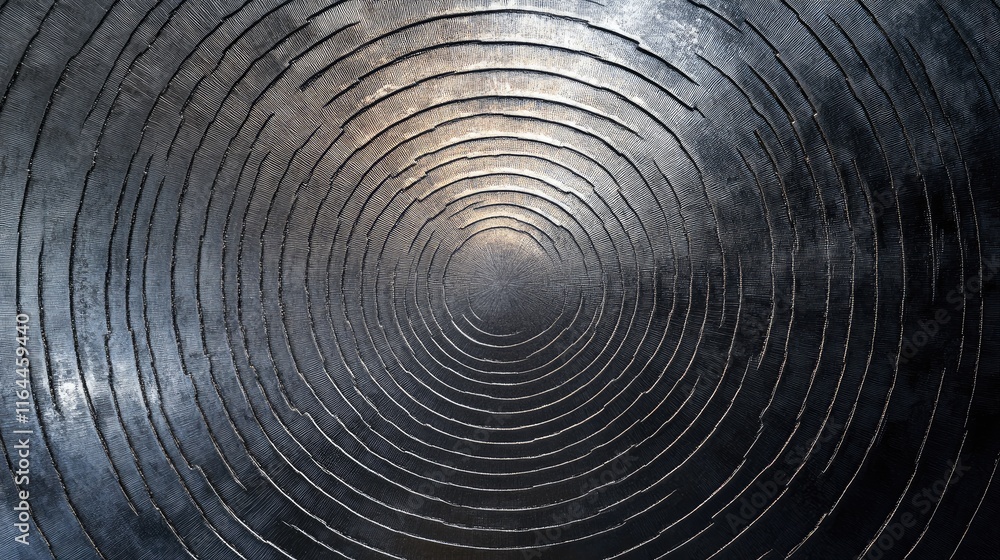 Aufkleber metal circular texture with concentric grooves creating an abstract background with a modern industr
