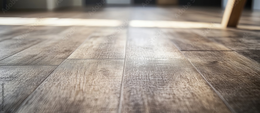 Poster textured tile floor resembling wood grain captured in shallow depth of field highlighting intricate 