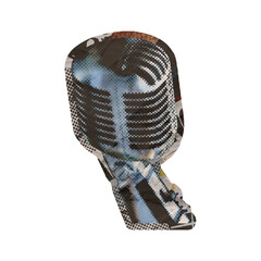 Template Vintage Microphone Collage Art Design Element