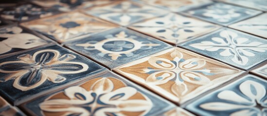 Ceramic tile flooring with detailed patterns ideal for interior design inspiration and home renovation projects