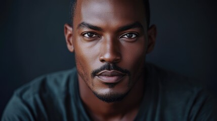 Fototapeta premium Close up portrait of a male actor with cinematic lighting showcasing detailed facial expressions and hyper realistic features on a film set