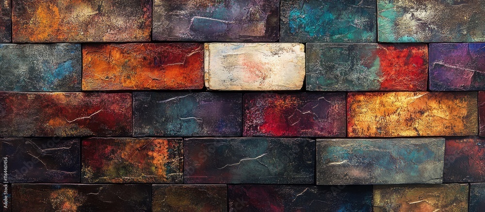 Aufkleber textured brick wall close up highlighting vibrant colors and intricate patterns suitable for archite