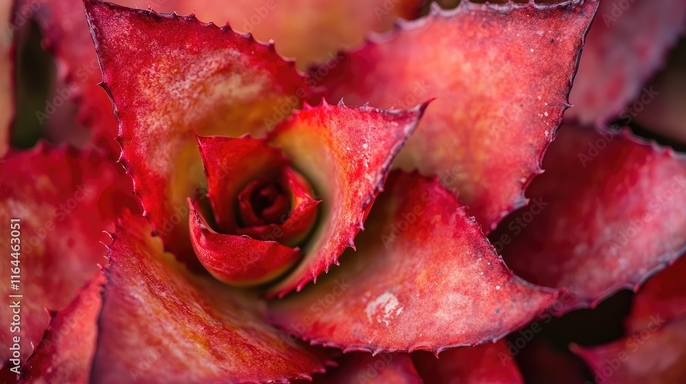 Aufkleber close up of vibrant red succulent plant showcasing intricate pulpy texture and natural patterns in a