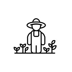 black white farmer line art logo