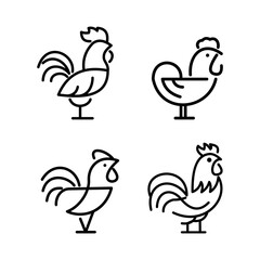 black line art of hen and rooster icon
