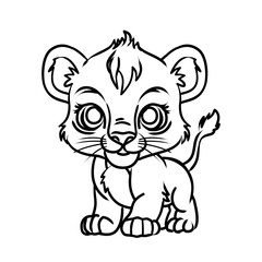 line art illustration of a baby lion