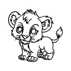 line art illustration of a baby lion