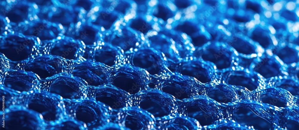 Poster vibrant blue plastic netting close up highlighting unique texture and pattern ideal for design and c