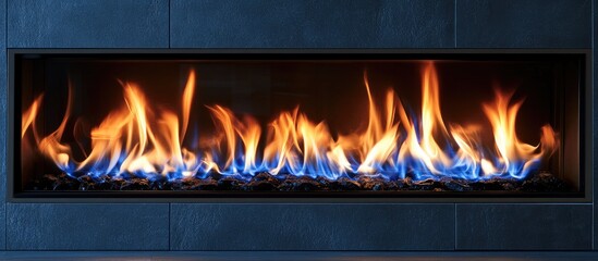 Vibrant flames dancing in a modern fireplace showcasing warmth and ambiance for a cozy interior atmosphere