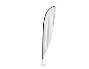 Tall Promotional Flag with Flowing Fabric, Isolated on White