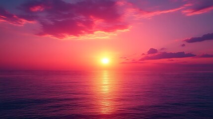 Obraz premium Vibrant Sunset Over Calm Ocean Waters