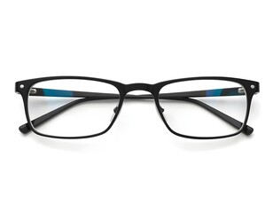 Classic Reading Glasses Mockup with Glossy Black Rectangular Frames and Clear Lenses