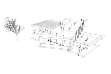 House building sketch architecture 3d rendering