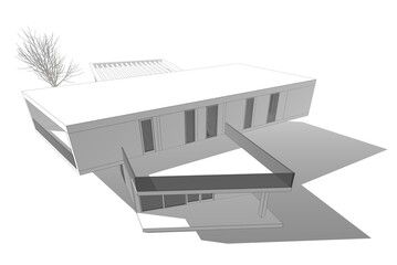 House building sketch architecture 3d rendering