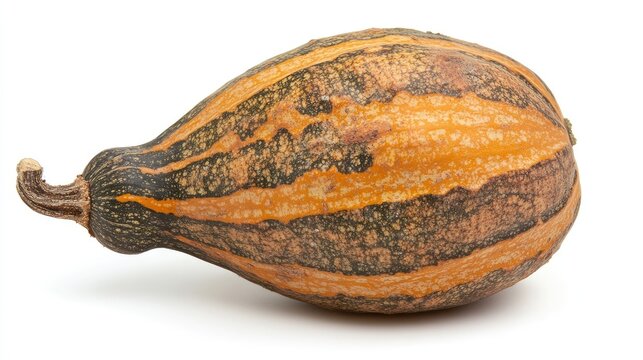 Cochinchin Gourd with distinctive skin patterns isolated on a clean white background showcasing its unique texture and natural colors