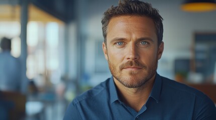Obraz premium Confident businessman posing in modern office environment