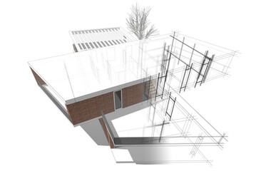 House building sketch architecture 3d rendering