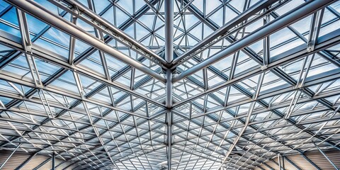 Fototapeta premium Intricate Steel and Glass Ceiling Structure Design in Modern Architecture
