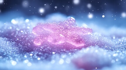 Fototapeta premium Glittering Snowflake Rests In Sparkling Winter Snow